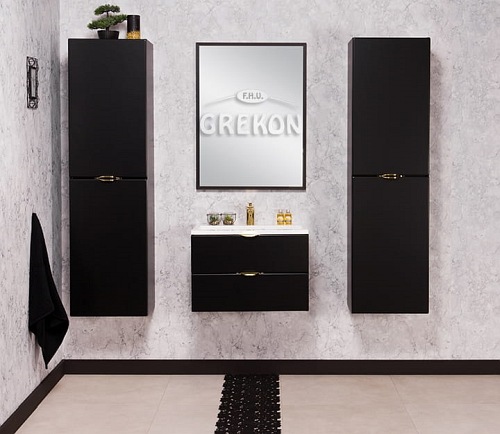 Czarna szafka łazienkowa z umywalką 60 cm Victa