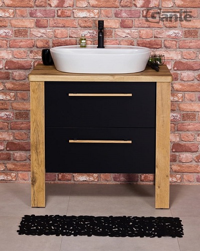 Stojąca szafka łazienkowa 80 cm czarny mat z umywalką Cortez Gante