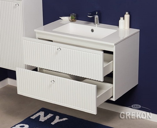 Szafka łazienkowa wisząca z umywalką biały mat 80 cm Argento Gante