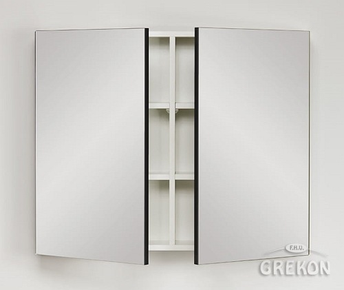 Czarna matowa szafka wisząca z lustrem 65x80 Victa