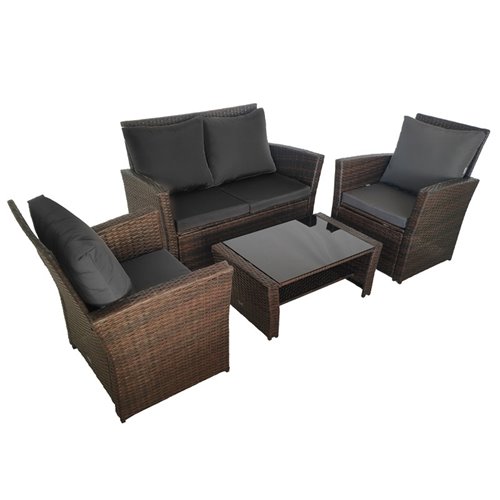 Meble ogrodowe z technorattanu sofa, stół, fotele zestaw Lagos kolor brąz