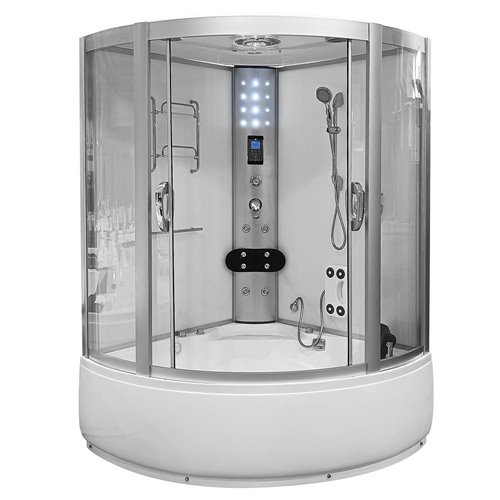 Biała duża kabino wanna spa z hydromasażem i sauną parową 135x135 cm MO-08135BS