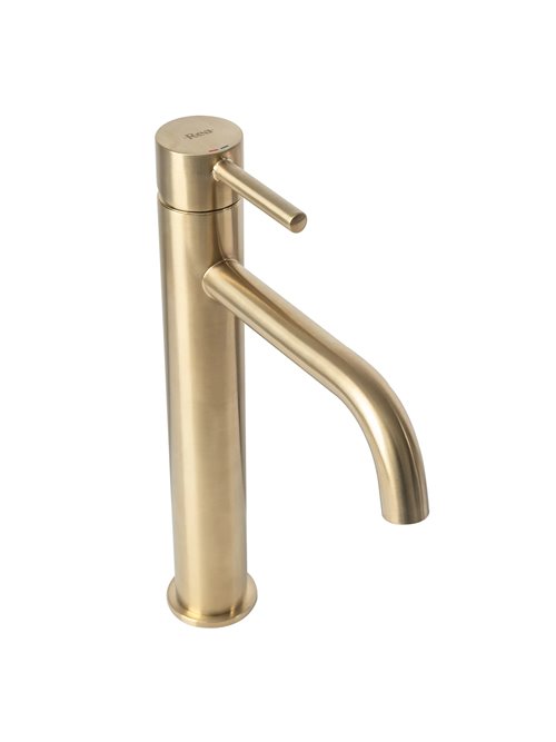Bateria umywalkowa wysoka Lungo Rea złoto szczotkowane