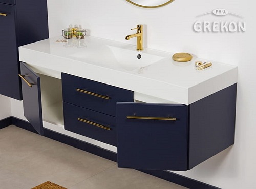 Szafka wisząca z umywalką granatowy mat 140 cm Belli Gold Gante