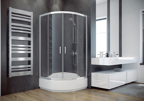 Kabina prysznicowa półokrągła szkło mleczne 80x80 165 cm Modern Besco