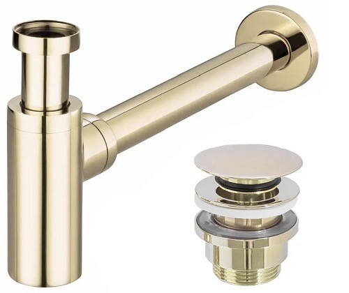 Syfon umywalkowy z korkiem klik-klak Gold Rea
