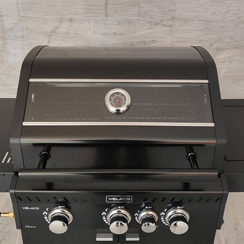 Grill gazowy ZEUS-B kolor czarny ruszt żeliwny moc 11,5 kW + pokrowiec + palnik boczny