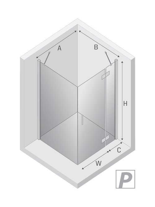 Kabina prysznicowa kwadratowa 90x90 prawa D-0114A/D-0084B New Renoma New Trendy