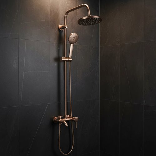 Miedź szczotkowana zestaw prysznicowy z wylewką Luis Rea