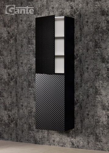 Regał łazienkowy wiszący szklane fronty czarny uchwyt Glow Gante