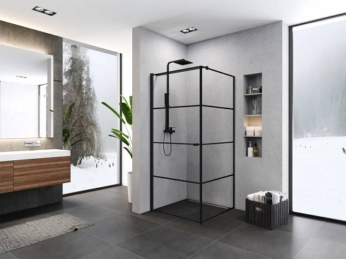 Czarna kabina prysznicowa 90x90 lewa Superia Black New Trendy K-0596