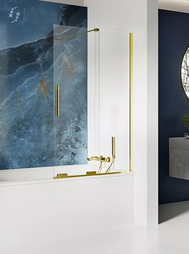 Złoty połysk parawan wannowy rozsuwany 120 cm Smart Light Gold New Trendy EXK-4306