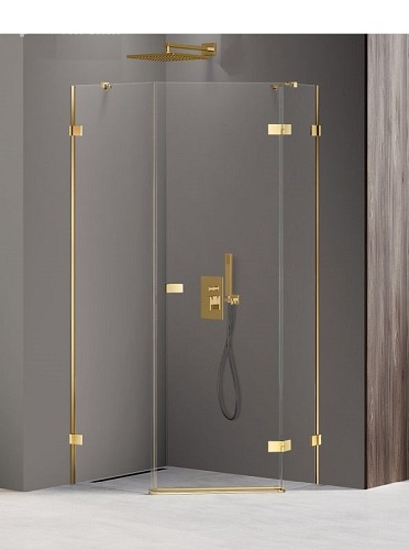 Zlota kabina pięciokątna 100x80 EXK-3847 Avexa New Trendy Gold Shine