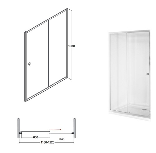 Drzwi prysznicowe rozsuwane 120 cm Duo Slide Besco
