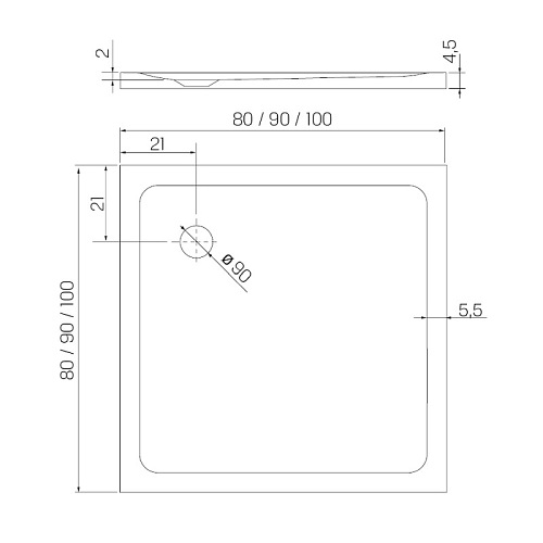Mild Stone New Trendy B-0585 czarny brodzik prysznicowy kwadratowy 100x100 cm struktura kamienia