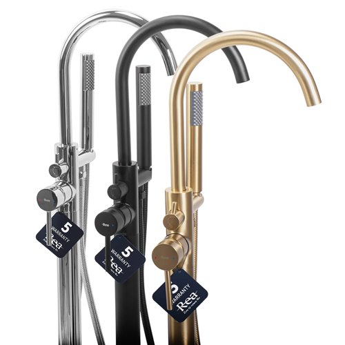 Czarna bateria wannowa wolnostojąca Mono Rea