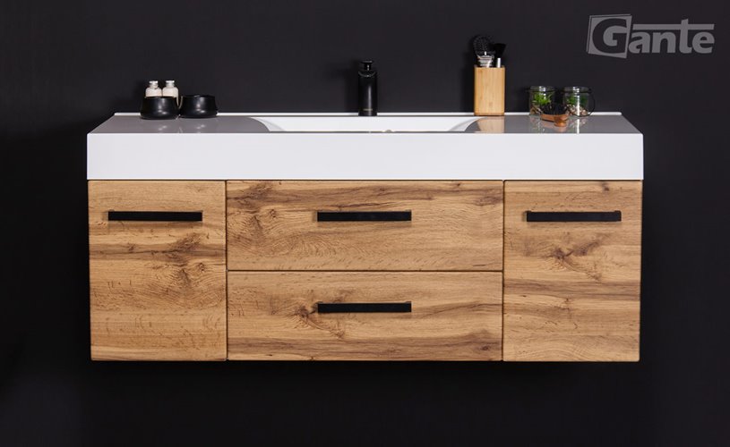 Szafka wisząca z umywalką 120 cm kolor dąb naturalny 50/C seria Fokus Loft Gante
