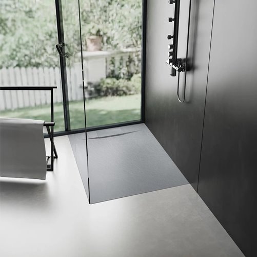 Brodzik kwadratowy szary struktura kamienia smc 90x90 Bazalt Grey Rea