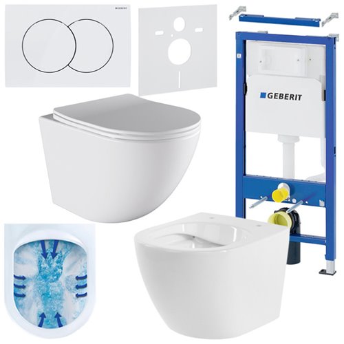 Zestaw podtynkowy stelaż GEBERIT DUOFIX + miska PURO-WH-03 + przycisk DELTA 01 biały