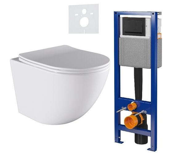 Zestaw podtynkowy stelaż CERSANIT MITO 40 MECH + miska PURO-WH-03 + przycisk ENTER II czarny mat