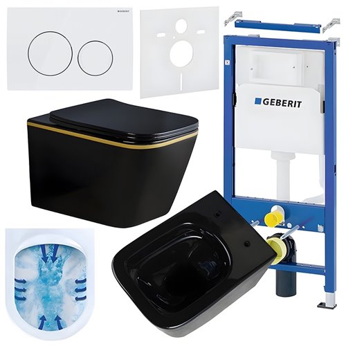 Zestaw podtynkowy stelaż GEBERIT DUOFIX + miska RAIN-BL-GL-RIM-03 + przycisk DELTA 20 biały