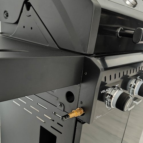 Grill gazowy ZEUS-C kolor czarny ruszt żeliwny moc 14,5 kW + pokrowiec + palnik boczny + LED