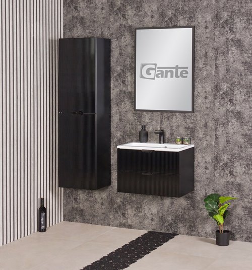 Szafka łazienkowa z umywalką wisząca szklane fronty czarny mat 60 cm Bravia Gante