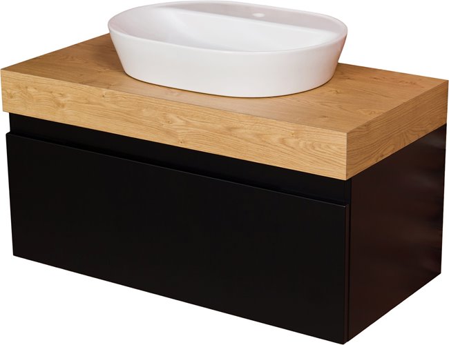 Czarna szafka z blatem i umywalką 100/50 seria Cassini Cz