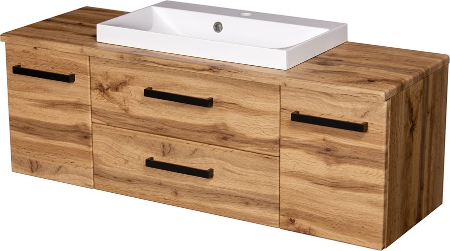 Szafka wisząca z umywalką nablatową 120 cm kolor dąb naturalny 39/2 seria Fokus Loft Gante