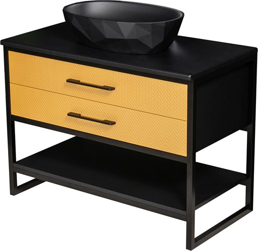 Szafka stojąca z czarną umywalką kolor czarno złoty loft 100 cm seria New York