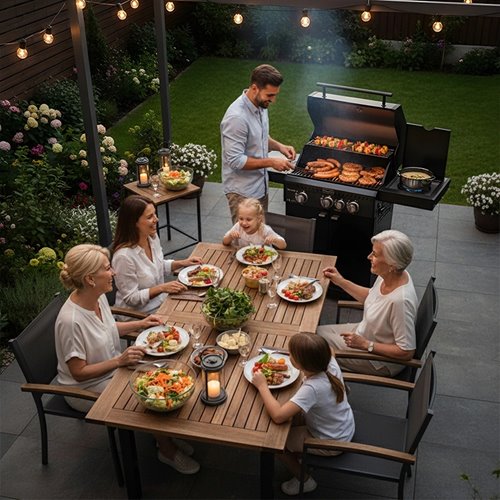 Grill gazowy ZEUS-B kolor czarny ruszt żeliwny moc 11,5 kW + pokrowiec + palnik boczny zdjęcie 7