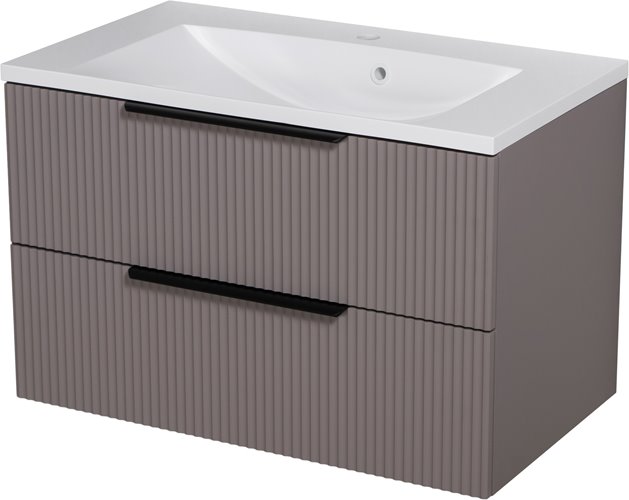 Szafka łazienkowa frezowana wisząca z umywalką 80 cm 46/2 Sydney kolor taupe