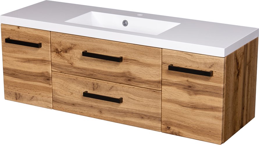 Szafka wisząca z umywalką 120 cm kolor dąb naturalny 39/2 seria Fokus Loft Gante