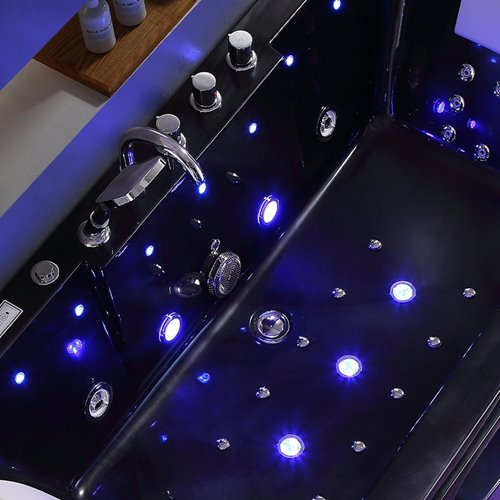 Czarna prostokątna wanna z hydromasażem 160x84 cm Iris 933C Hydrosan