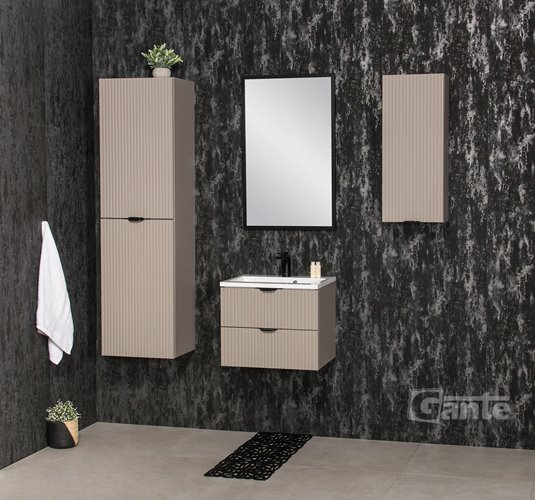 Szafka łazienkowa z lamelami wisząca z umywalką 50 cm 39/2 Victa Lamello kolor fume mat