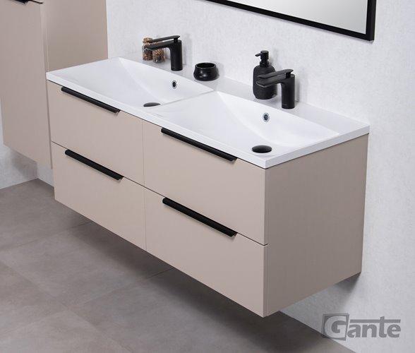 Szafka łazienkowa wisząca z podwójną umywalką 120 cm 46/4 Sydney Smooth kolor Macadamia