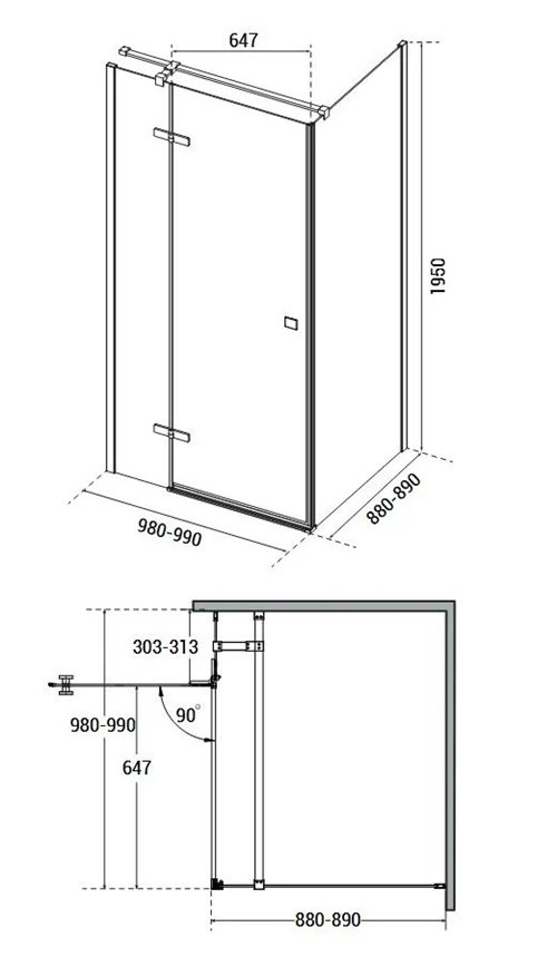 Stal szczotkowana prostokątna kabina prysznicowa 100x90 lewa Pixa Besco PPL109-195GR zdjęcie 8