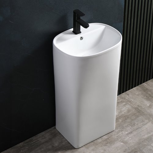 Umywalka wolnostojąca ceramiczna owalna biała 49x37x83 cm CLARO-WH-490