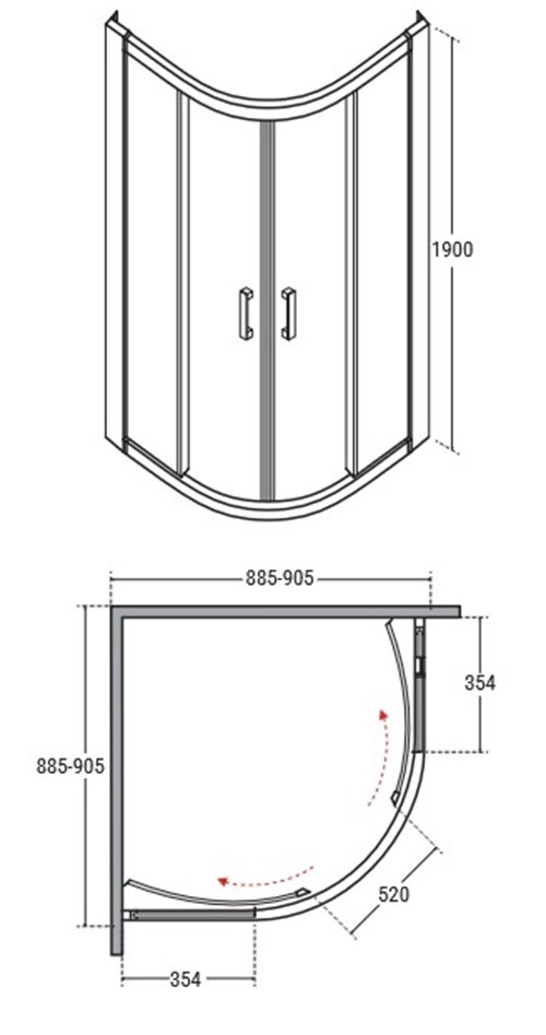 Złota szczotkowana kabina prysznicowa półokrągła szkło przeźroczyste 90x90 cm Modern Besco MPZS-90-190C zdjęcie 5