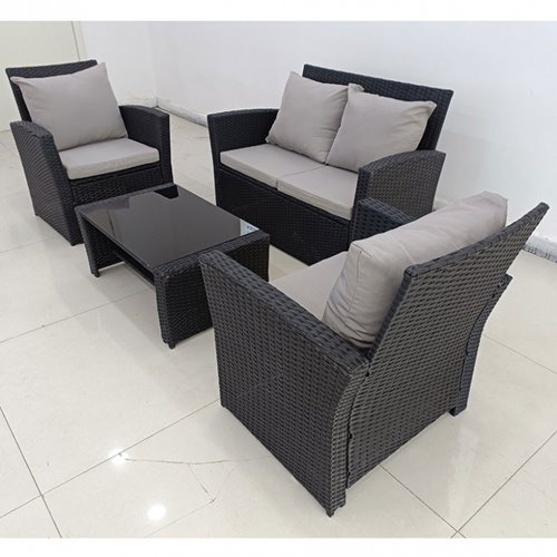 Meble ogrodowe z technorattanu sofa, stół, fotele zestaw Lagos