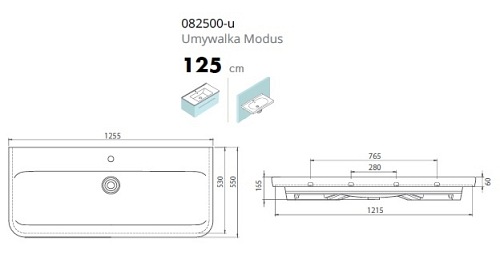 Umywalka Modus 125 cm Cerastyle