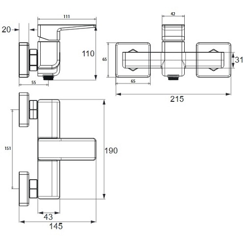 Bateria prysznicowa natynkowa Parma PM7440 BL Omnires