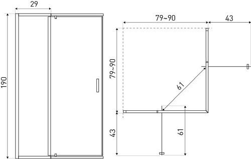 Kabina prysznicowa z regulacją 80-90x80-90 Dunaj Kerra 2-D