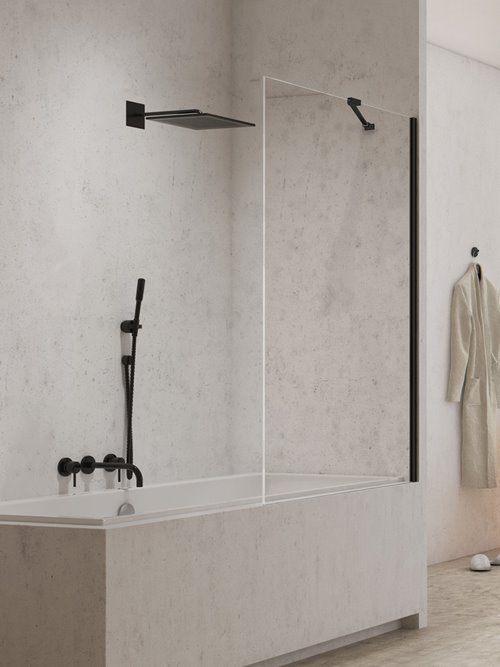 Czarny parawan wannowy 80x150 EXK-0292 New Modus Black