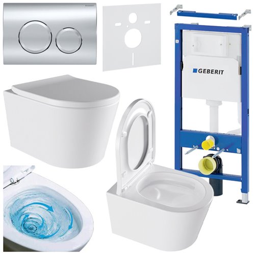 Zestaw podtynkowy stelaż GEBERIT DUOFIX + miska ELITE-WH-02 + przycisk DELTA 20 chrom