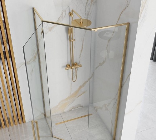 Kabina prysznicowa pięciokątna złota 90x90 Diamond Gold Rea