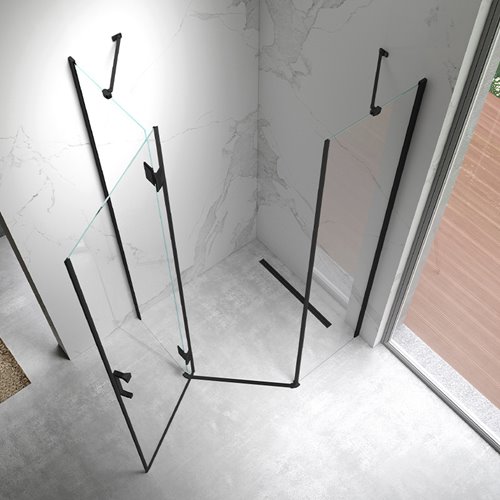 Czarna kabina prysznicowa pięciokątna 80x80 drzwi uchylne KZ10A