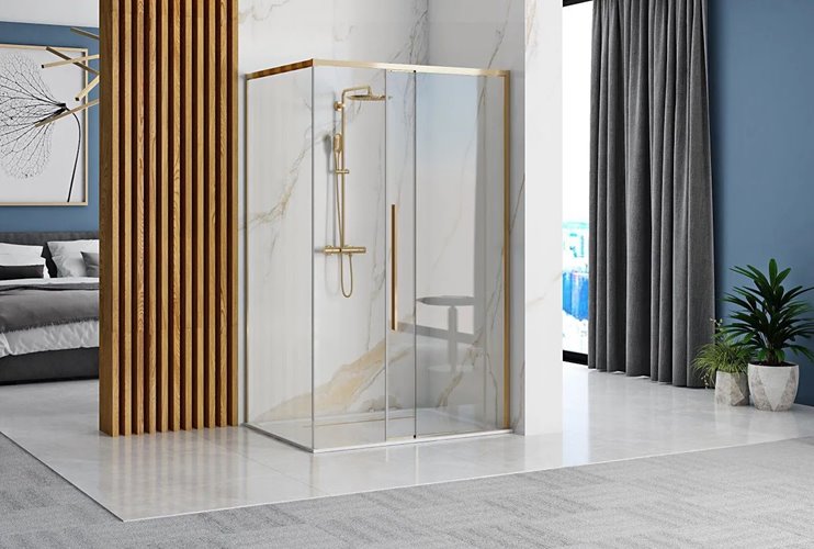 Kabina prysznicowa kwadratowa złote okucia 90x90 Solar Rea