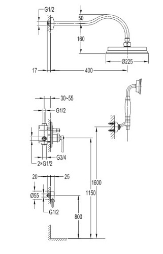 Zestaw prysznicowy podtynkowy Armance SYS AM10 CR Omnires
