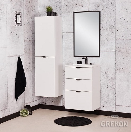 Biała szafka łazienkowa z umywalką 50/3 cm Victa